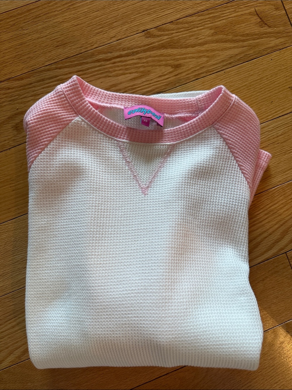 Women’s Pink & White Raglan Thermal Sweater